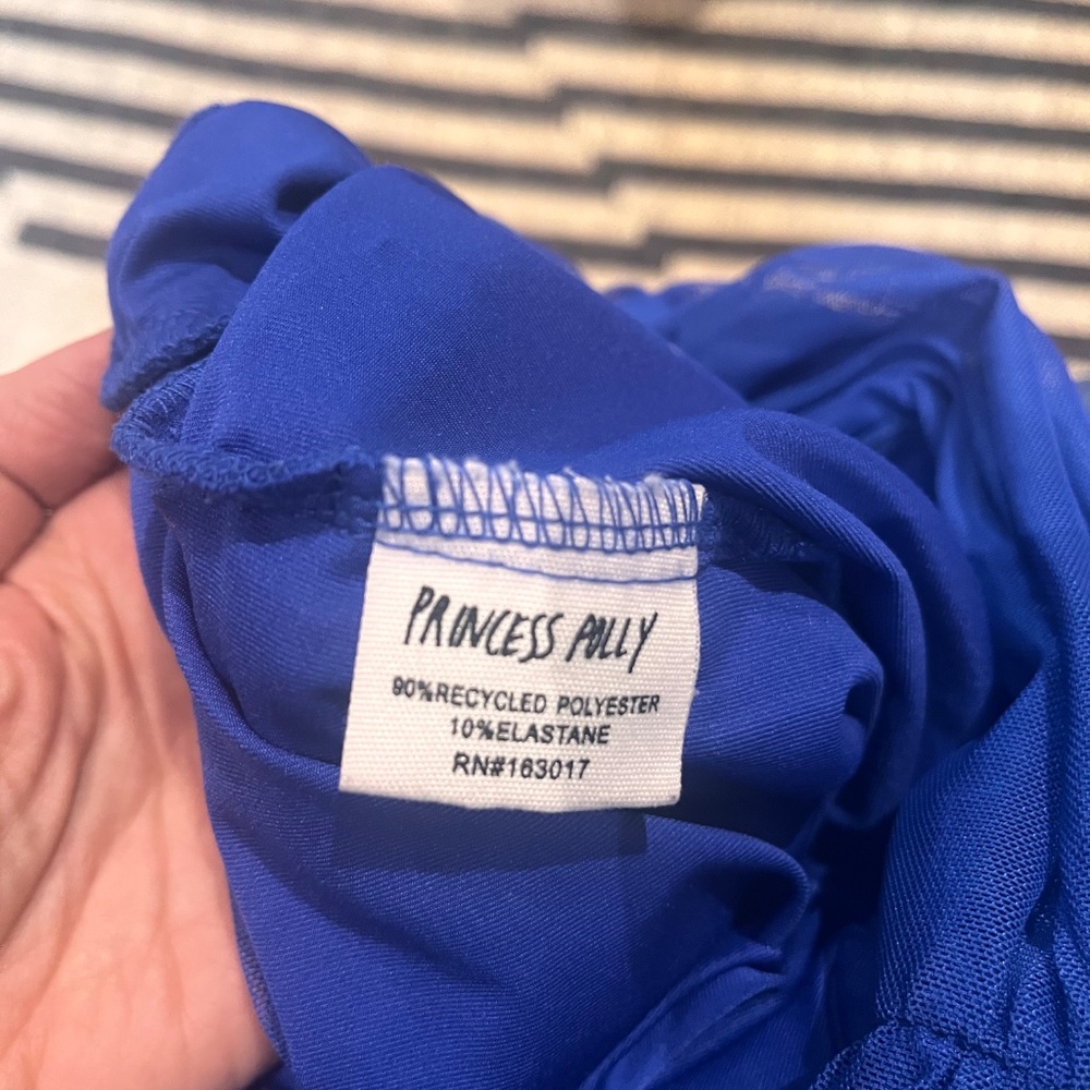 Blue Ruched mini dress, fully lined. - Picture 4 of 10